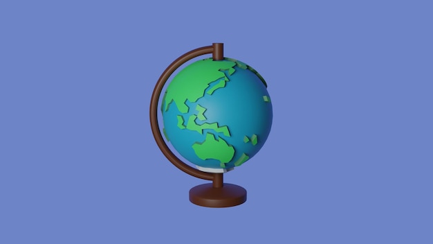 Illustration de globe 3D sur fond bleu Géographie et concept de voyage