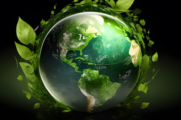 Une illustration de globe de verre vert