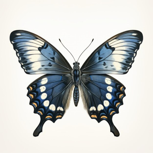 Illustration gothique d'un papillon sur fond blanc