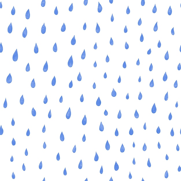 Illustration de gouttes de pluie bleu aquarelle sur fond blanc