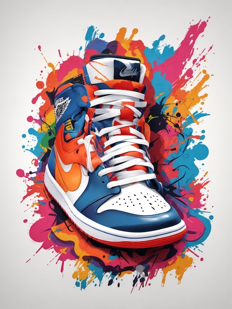 illustration de graffitis colorés de chaussures Jordan 7