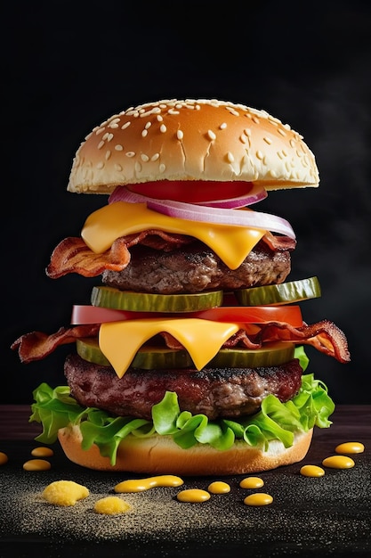 Une illustration d'un grand burger AIgenerated image