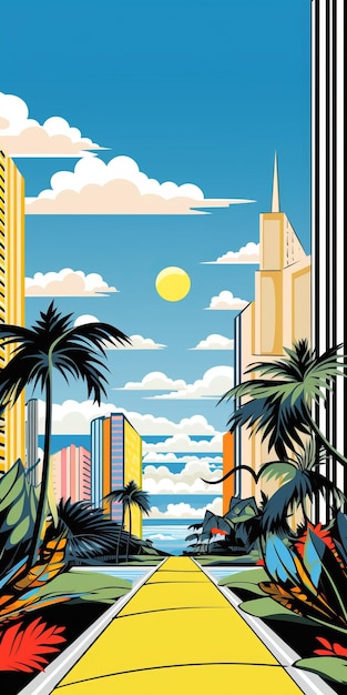 Photo une illustration graphique audacieuse de la bande dessinée de miami