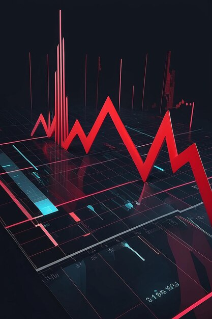 Illustration de graphique à barres rouges concept de finance et de bourse IA générative