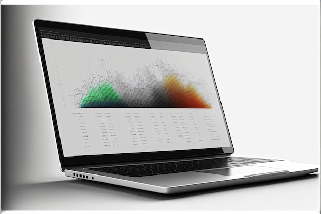 Illustration graphique sur écran d'ordinateur portable, fond blanc. IA générative