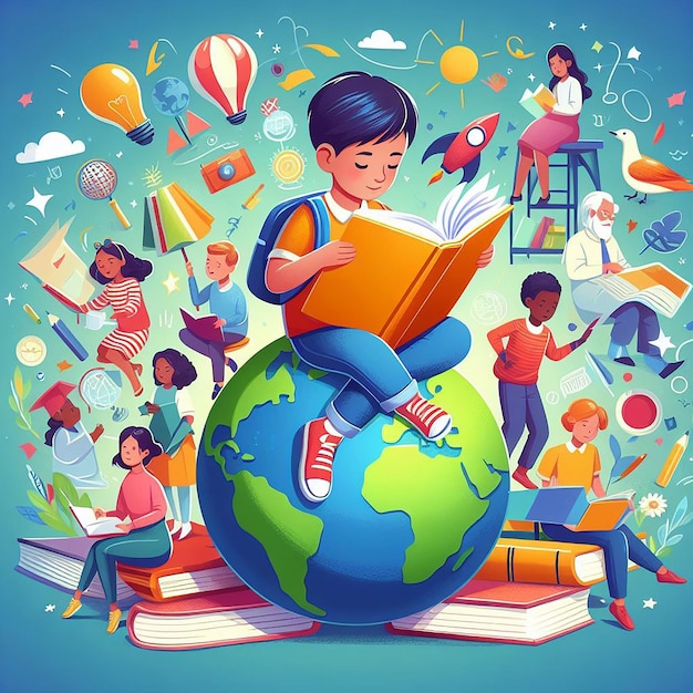 illustration graphique des livres Journée mondiale du livre