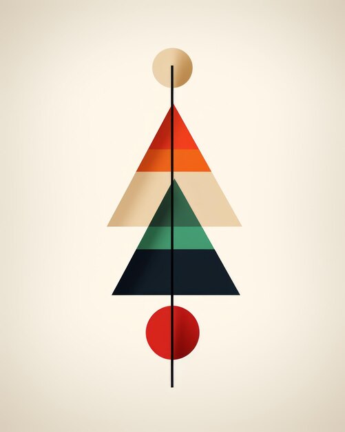 illustration graphique de style bauhaus super minimaliste d'un arbre de Noël sur la lumière