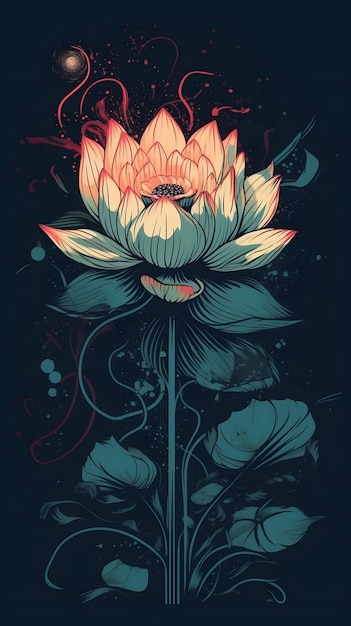 Illustration graphique vectorielle élégante d'une composition dynamique de Lotus