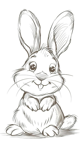 Illustration gratuite de l'illustration vectorielle de l'esquisse du contour du lapin mignon