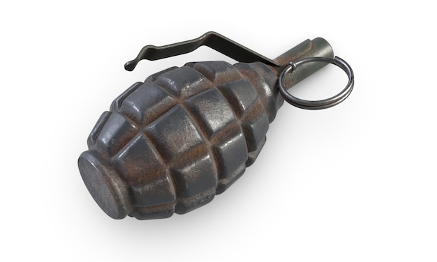 D illustration de grenade à fragmentation f isolé sur fond blanc