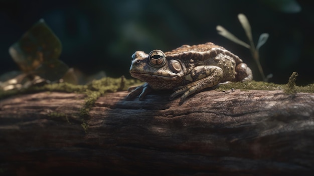 Illustration d'une grenouille au milieu d'une forêt 3d réaliste