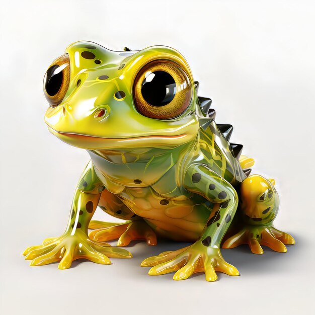 illustration d'une grenouille drôle sur un fond blanc rendu 3D.