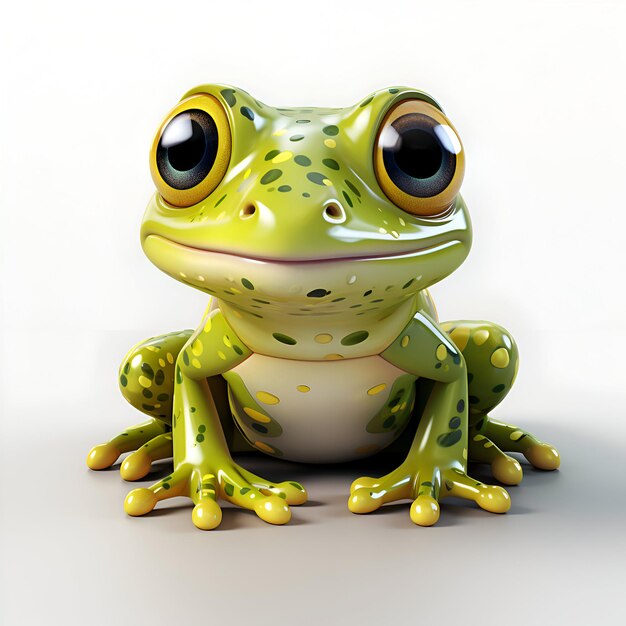 illustration d'une grenouille drôle sur fond blanc rendu 3D