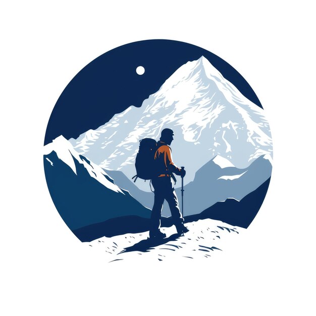 Photo illustration d'un grimpeur sur le sommet de la montagne logo du cercle