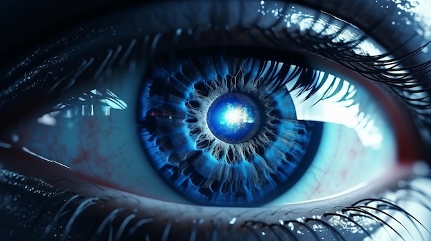 Illustration d'un gros plan d'un oeil avec un iris bleu