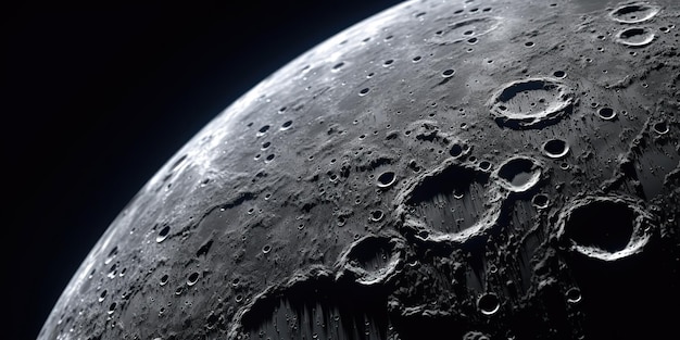 Illustration de gros plan de la surface de la lune de la planète de l'espace généré par l'IA générée par l'IA