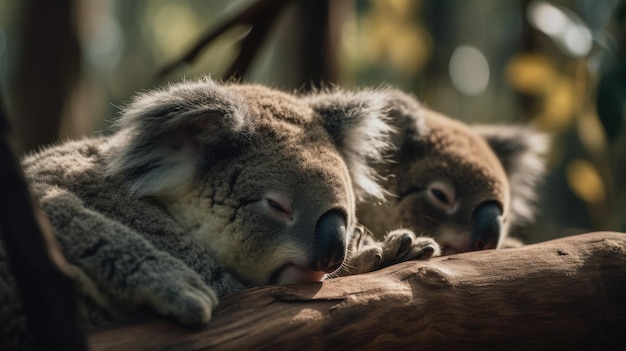 Illustration d'un groupe de koalas au milieu de la forêt