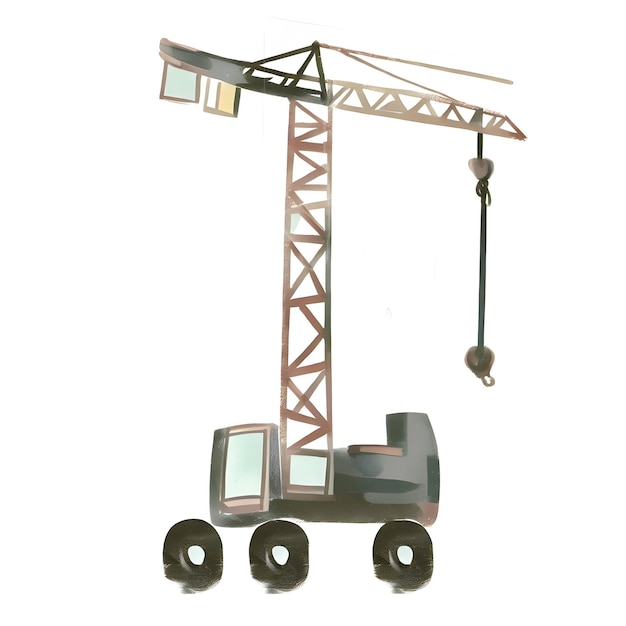 Illustration de grue de construction isolée sur fond blanc