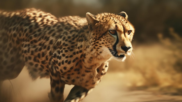 Illustration d'un guépard qui court après sa proie dans la forêt