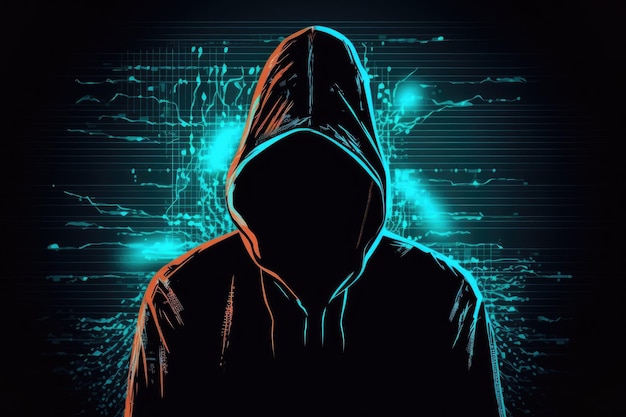 Illustration d'un hacker avec un capuchon et un masque