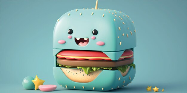 Une illustration de hamburger animée mignonne