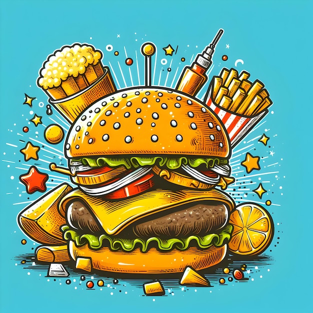 Illustration de hamburger dessinée à la main