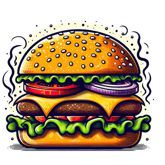 Photo illustration de hamburger dessinée à la main