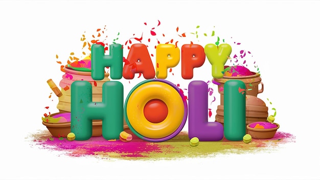 Illustration de Happy Holi dans un texte coloré