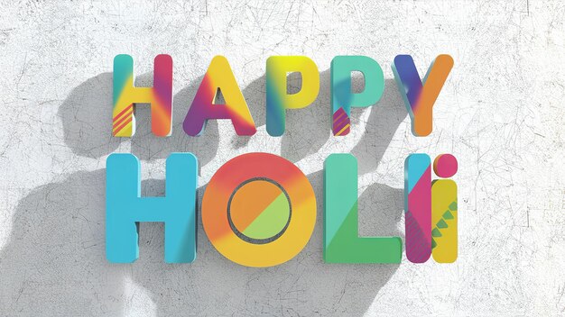 Illustration de Happy Holi dans un texte coloré