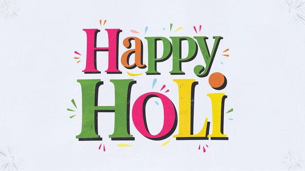 Illustration de Happy Holi dans un texte coloré