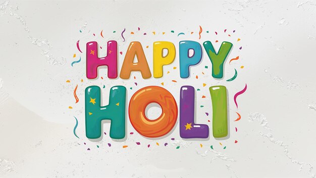 Illustration de Happy Holi dans un texte coloré