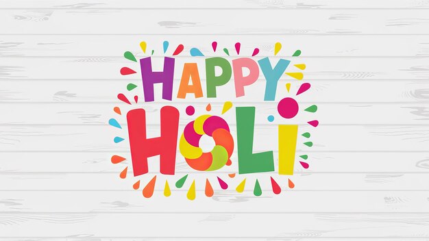 Illustration de Happy Holi dans un texte coloré