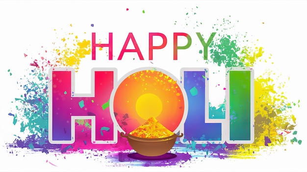 Illustration de Happy Holi dans un texte coloré