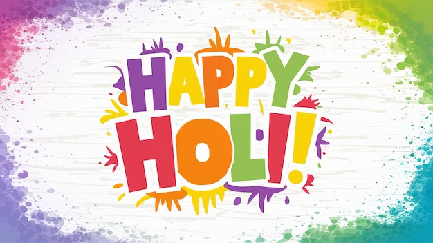 Illustration de Happy Holi dans un texte coloré