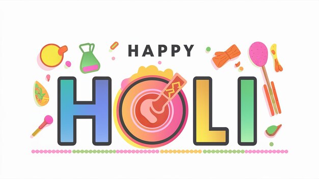 Illustration de Happy Holi dans un texte coloré