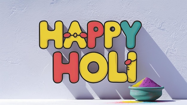 Illustration de Happy Holi dans un texte coloré