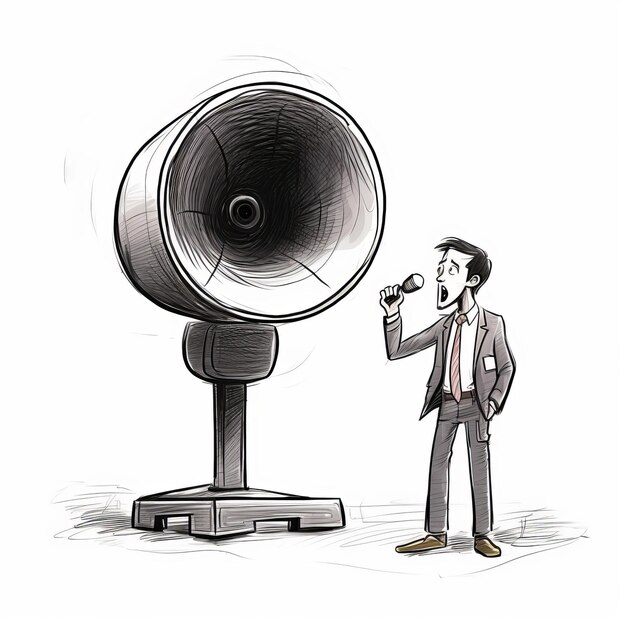 Illustration de haut-parleur dessiné sur fond blanc