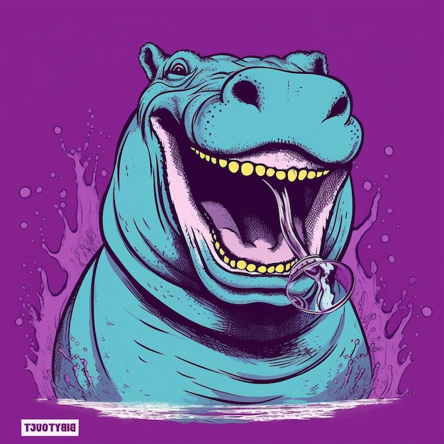 illustration d'un hippopotame souriant