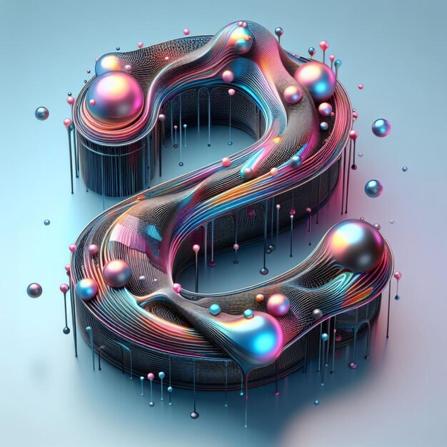 Illustration holographique abstraite de la forme du fluide liquide en 3D