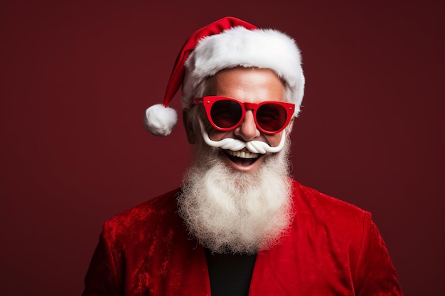 illustration de l'homme année amusant rouge à la mode lunettes de Noël du Père Noël