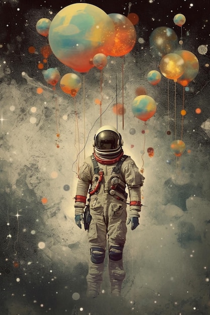 Une illustration d'un homme dans l'espace avec les mots spaceman dessus.