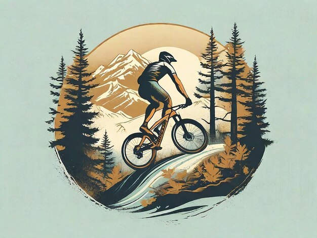 Photo illustration d'un homme en vélo de montagne