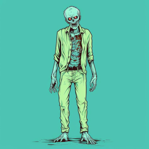 L'illustration de l'homme zombie sur fond bleu