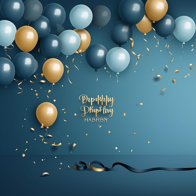 Illustration horizontale vectorielle d'un joyeux anniversaire en bleu