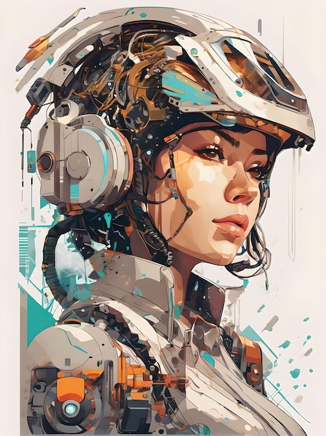 Une illustration hyper réaliste d'une femme cyberpunk