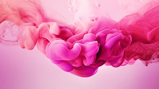 Illustration IA générative Gros plan d'une fumée rose et blanche tourbillonnante en arrière-plan Panorama horizontal
