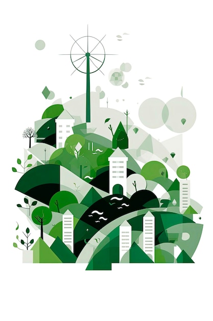 Illustration de l'IA générative de l'icône de la durabilité et de l'environnement de l'énergie propre de la nature