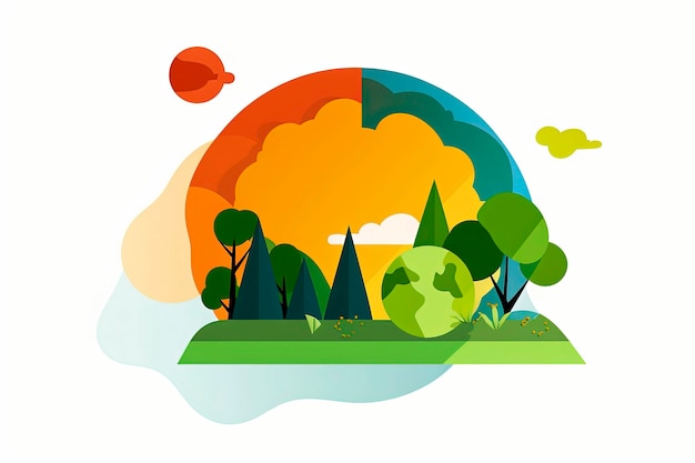Illustration de l'IA générative de l'icône de la durabilité et de l'environnement de l'énergie propre de la nature
