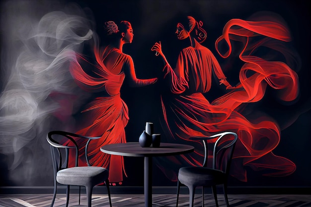 Illustration d'IA générative d'une jeune femme dansant le flamenco