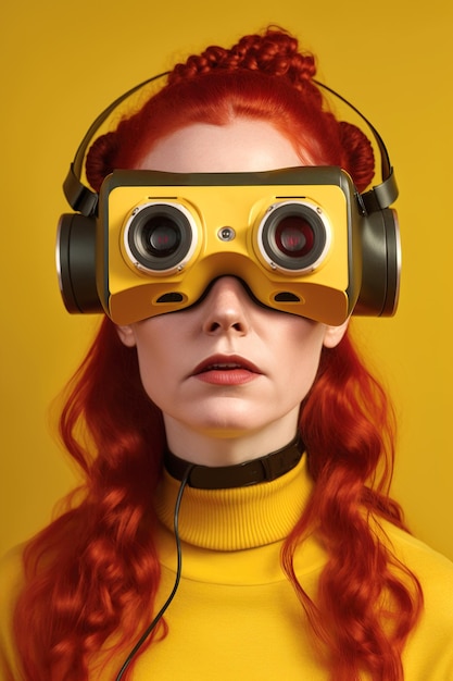 Illustration Ia Générative D'une Jolie Fille Avec Une Expérience De Lunettes Virtuelles